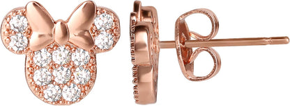 Disney - Minnie Mouse Rose gold Silver plated Brass CZ Stone Set Earrings