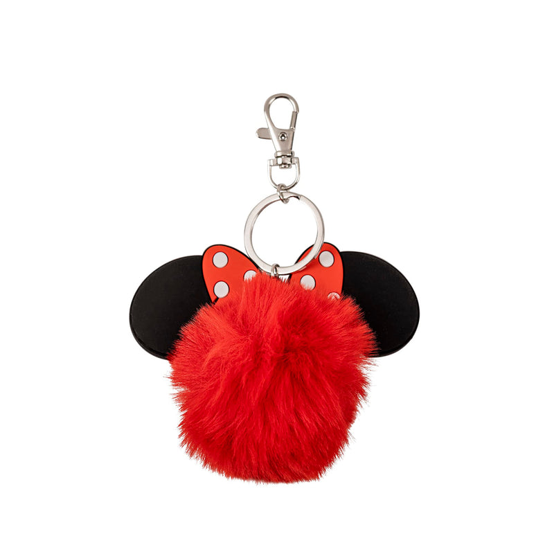 Disney Minnie Mouse Red and Black Pom Pom Keychain