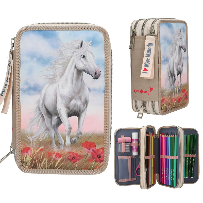 Miss Melody - Triple Pencil Case - Poppy Sand - Beige