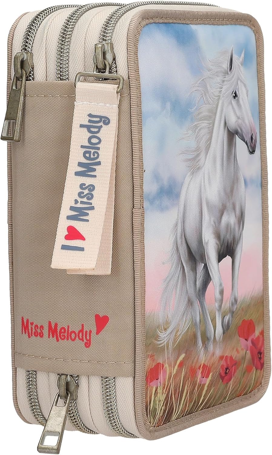 Miss Melody - Triple Pencil Case - Poppy Sand - Beige