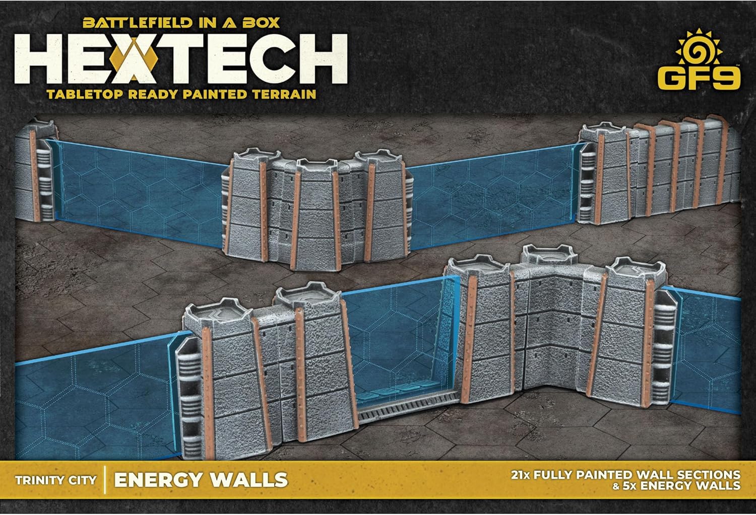 Gale Force Nine - Hextech - Trinity City Energy Walls - Grey/Blue