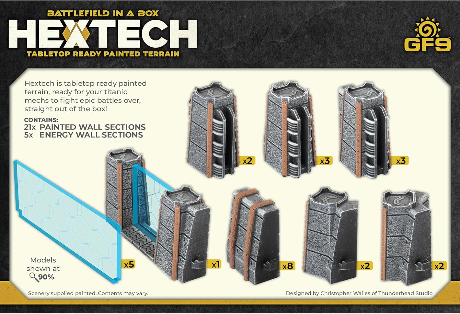 Gale Force Nine - Hextech - Trinity City Energy Walls - Grey/Blue