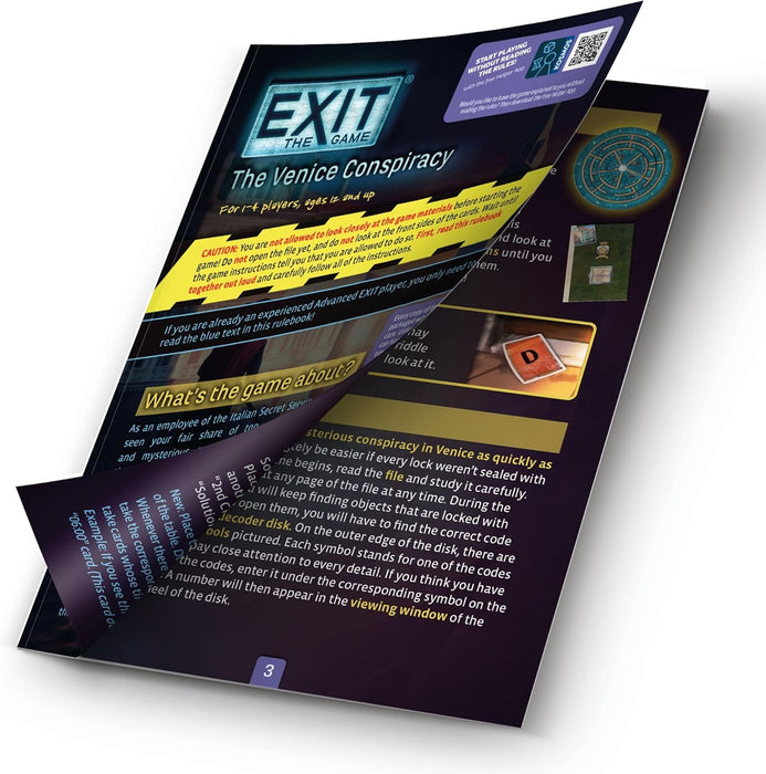 Thames & Kosmos EXIT: The Venice Conspiracy, Escape Room Card Game, Family Games for Game Night, Board Game for Adults and Kids, For 1 to 4 Players, Ages 12+