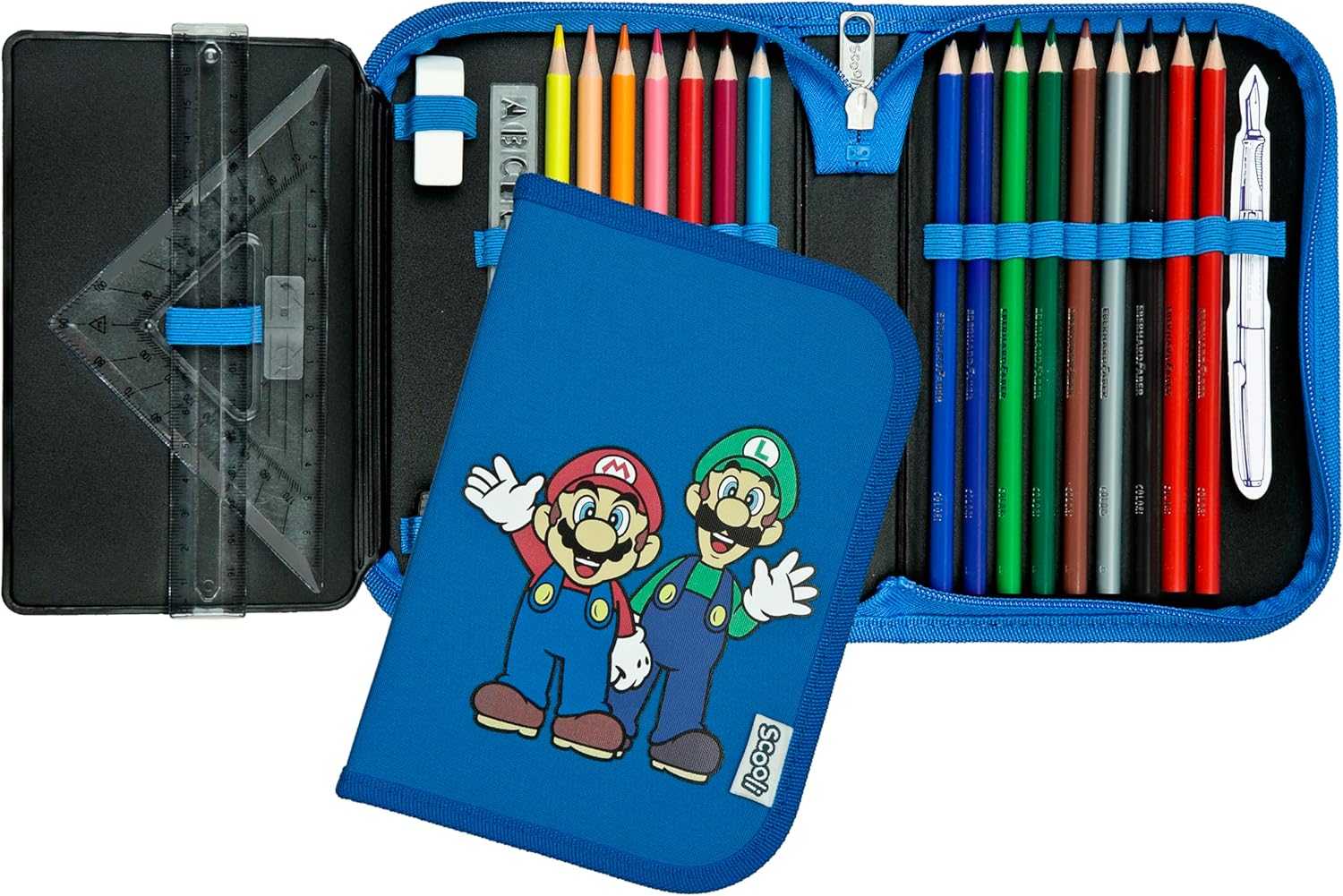 Scooli - Astuccio per la Scuola Super Mario - Astuccio con Penne e Accessori di Alta qualità - Ideale per la Scuola, Il Tempo Libero e i Viaggi - da 6 Anni