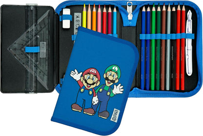 Scooli - Astuccio per la Scuola Super Mario - Astuccio con Penne e Accessori di Alta qualità - Ideale per la Scuola, Il Tempo Libero e i Viaggi - da 6 Anni