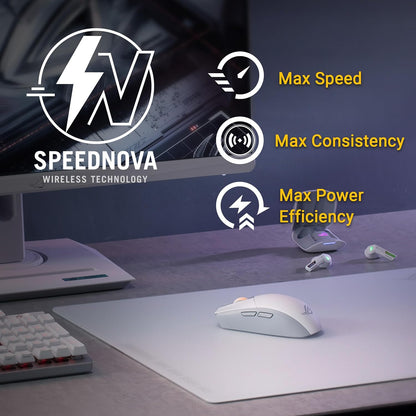 ASUS ROG Strix Impact III Wireless/Bluetooth Ultralight Gaming Mouse, 36000 DPI, ROG AimPoint Sensor, SpeedNova, RGB Lighting, Moonlight White
