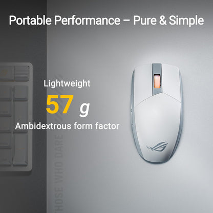 ASUS ROG Strix Impact III Wireless/Bluetooth Ultralight Gaming Mouse, 36000 DPI, ROG AimPoint Sensor, SpeedNova, RGB Lighting, Moonlight White