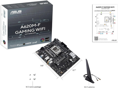 ASUS A620M-F GAMING WIFI, Scheda madre AMD mATX, DDR5, 2x M.2 PCIe 4.0, HDMI, 2.5Gb Ethernet, USB 3.2 Gen 1 Type-A, SafeSlot Core+, Q-DIMM, Q-LED Core, Q-Slot, ASUS 5X PROTECTION III, Armoury Crate
