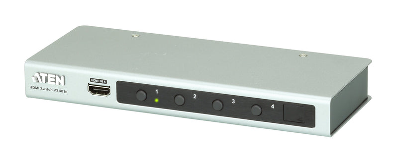 ATEN 4K HDMI 4-Port Switch VS481B, 340MHz, HDCP 2.2 compatible, Auto switching, Built-in bi-directional RS-232, Supports Dolby True HD and DTS HD Master Audio, UK, 1 KVM Market Leader