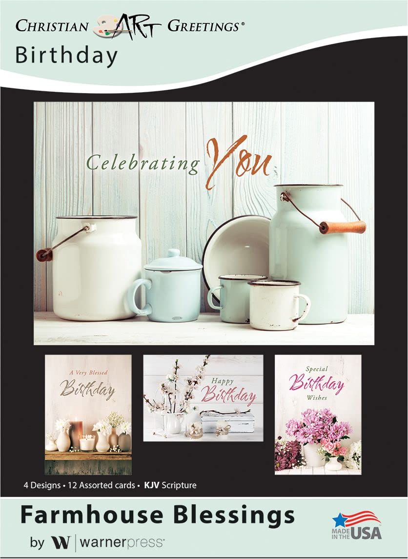 Farmhouse Blessings - Birthday Greeting Cards - KJV Scripture - (Box of 12