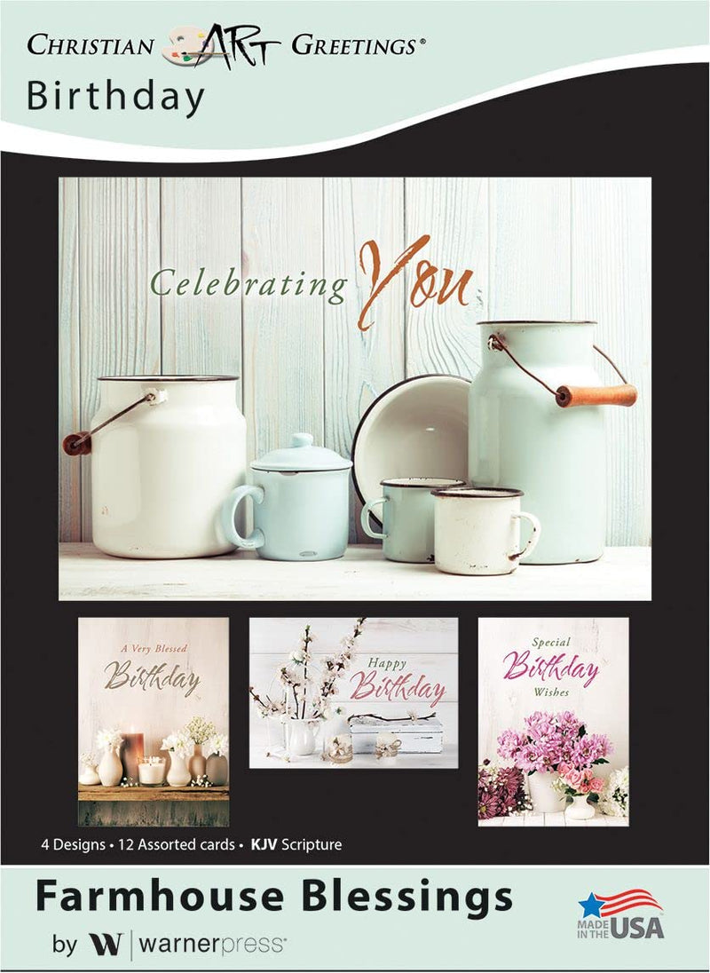 Farmhouse Blessings - Birthday Greeting Cards - KJV Scripture - (Box of 12