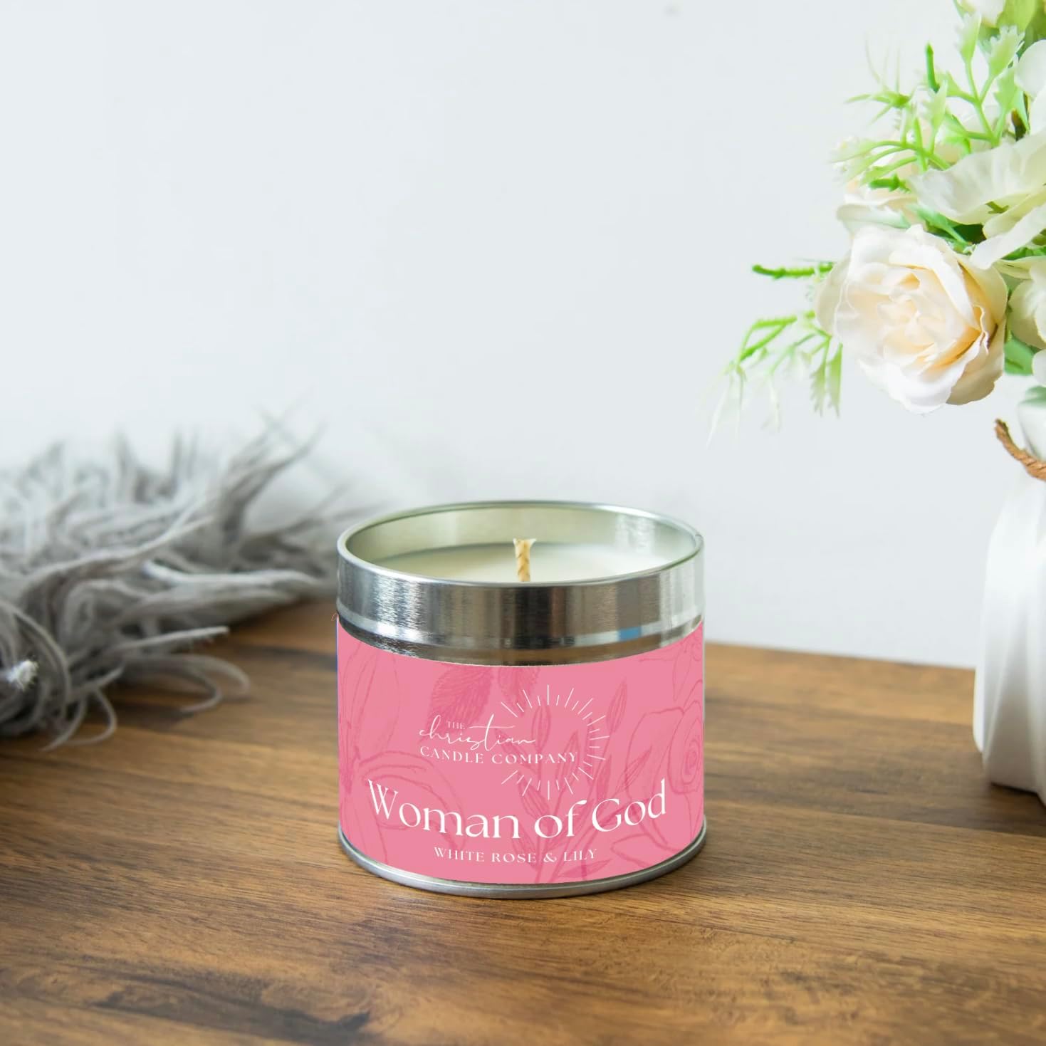 Woman Of God - White Rose & Lily Scented Candle In A Tin