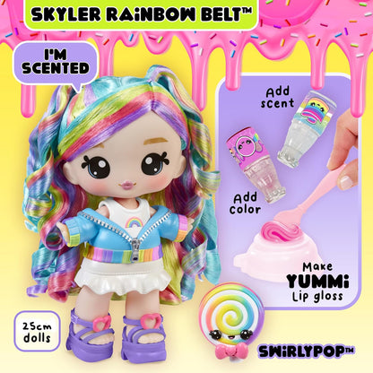 YUMMI LAND Yummiland x Peeps Lip Gloss Doll – Goldie Mallows – Includes 1 Customizable Fashion Doll and Lip Gloss Kit with Exclusive Color, Aroma and Transparent Base, for Kids 4 Years Old