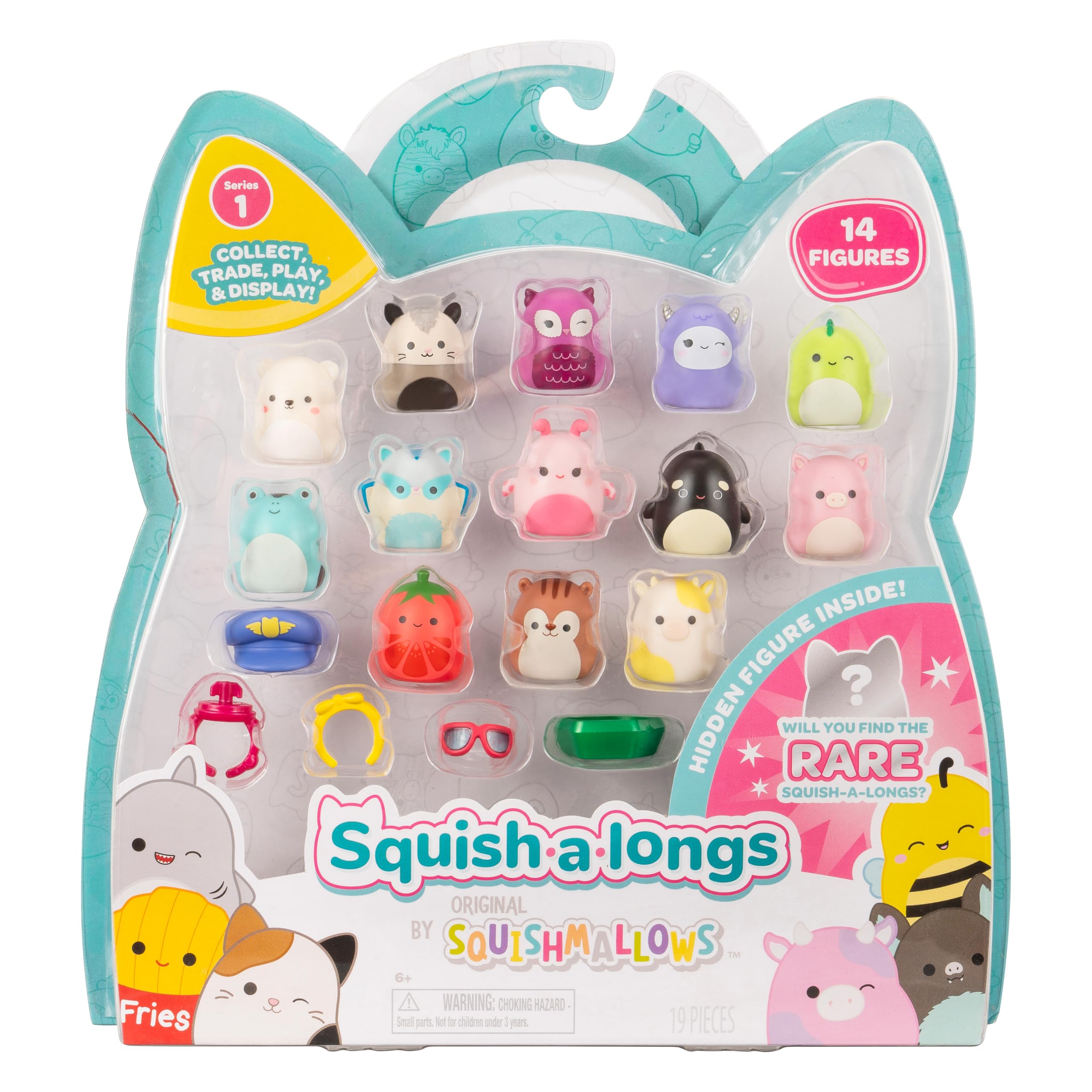 Squish-a-longs by Original Squishmallows 14 Pack - 1-Inch Mini-Squish with 4 Accessories, 1 Ring, and a Collector’s Guide - Collect, Trade, & Play