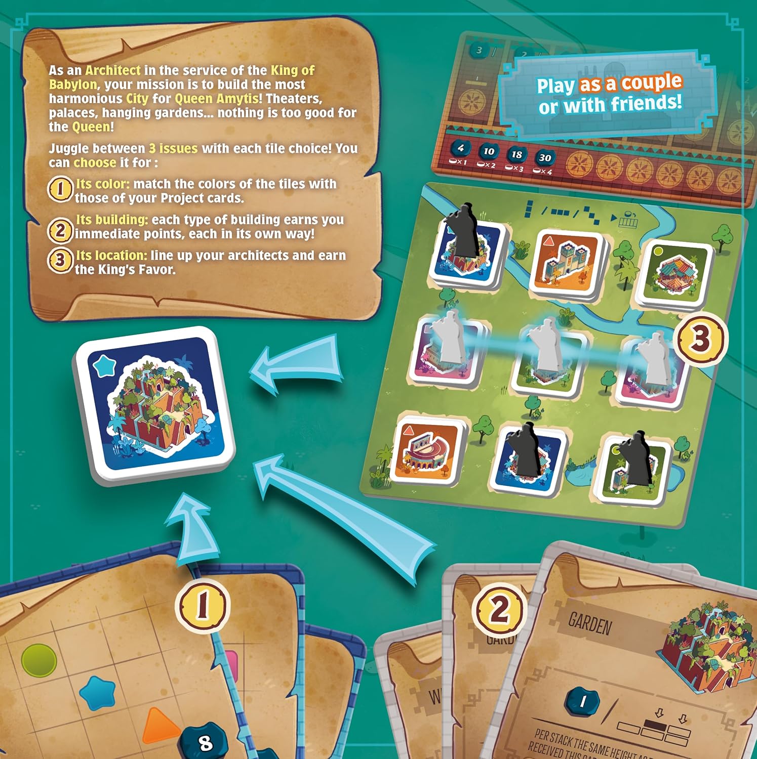 The Architects of Amytis | Two-Player Modern Strategy Game | Ages 10+ | 2 Players | 30 Minutes