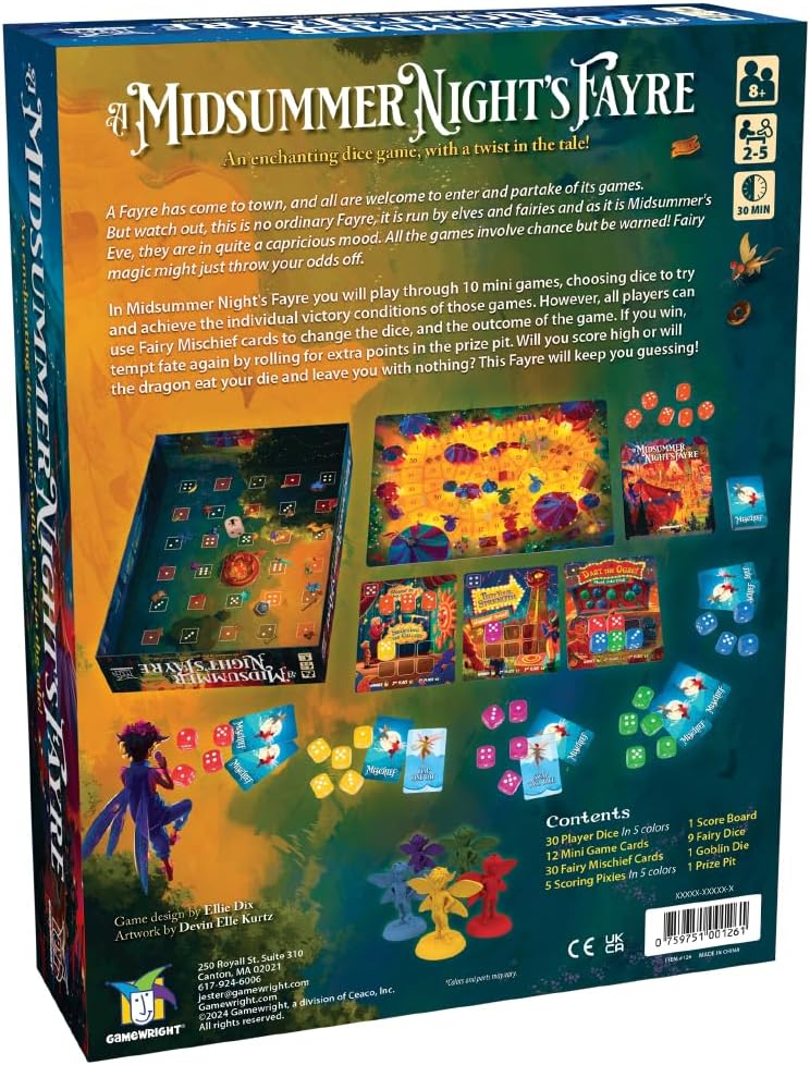 Gamewright | A Midsummer Night's Fayre | Family Dice Game | Ages 8+ | 2-5 Players | 30 Minutes Playing Time