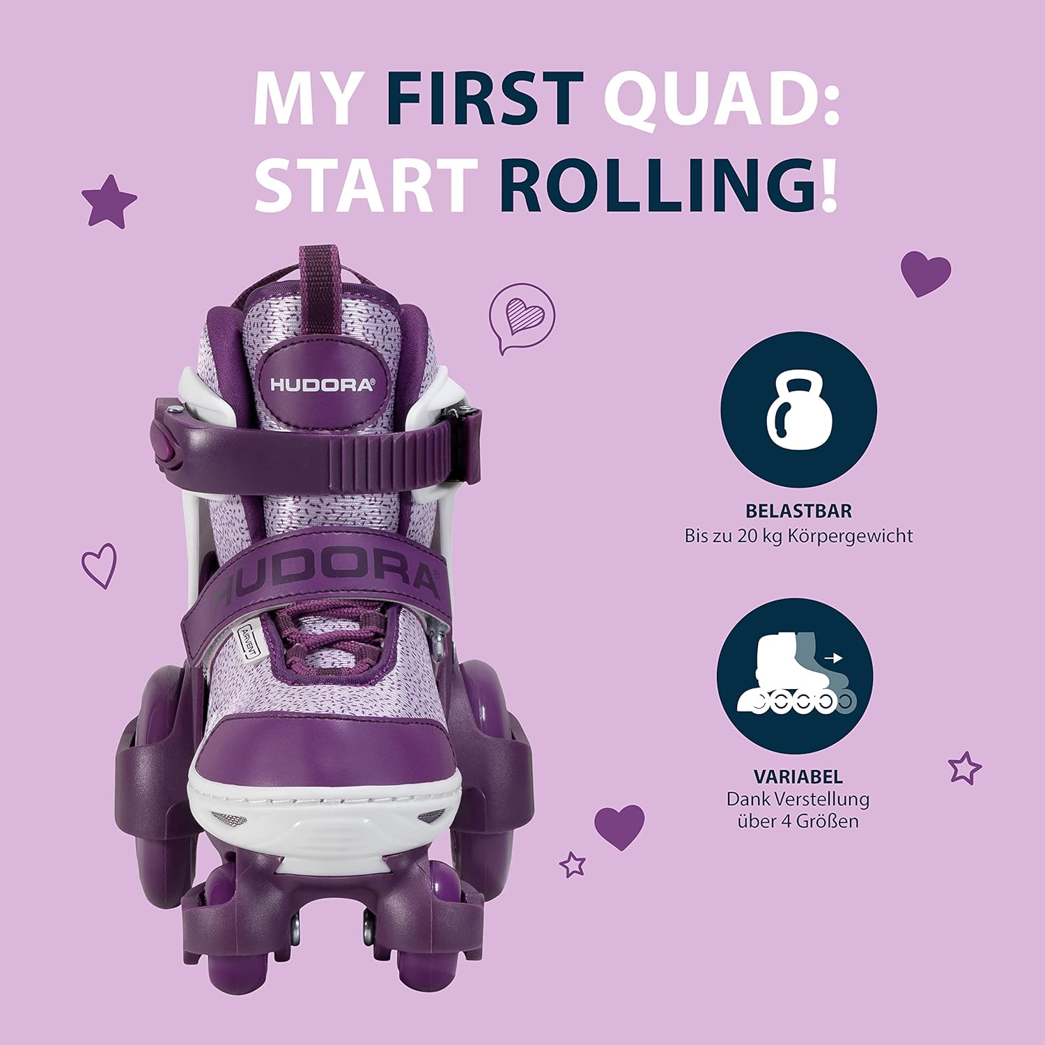 Hudora - HUDORA Rolschaatsen My First Quad Paars Maat 30-33