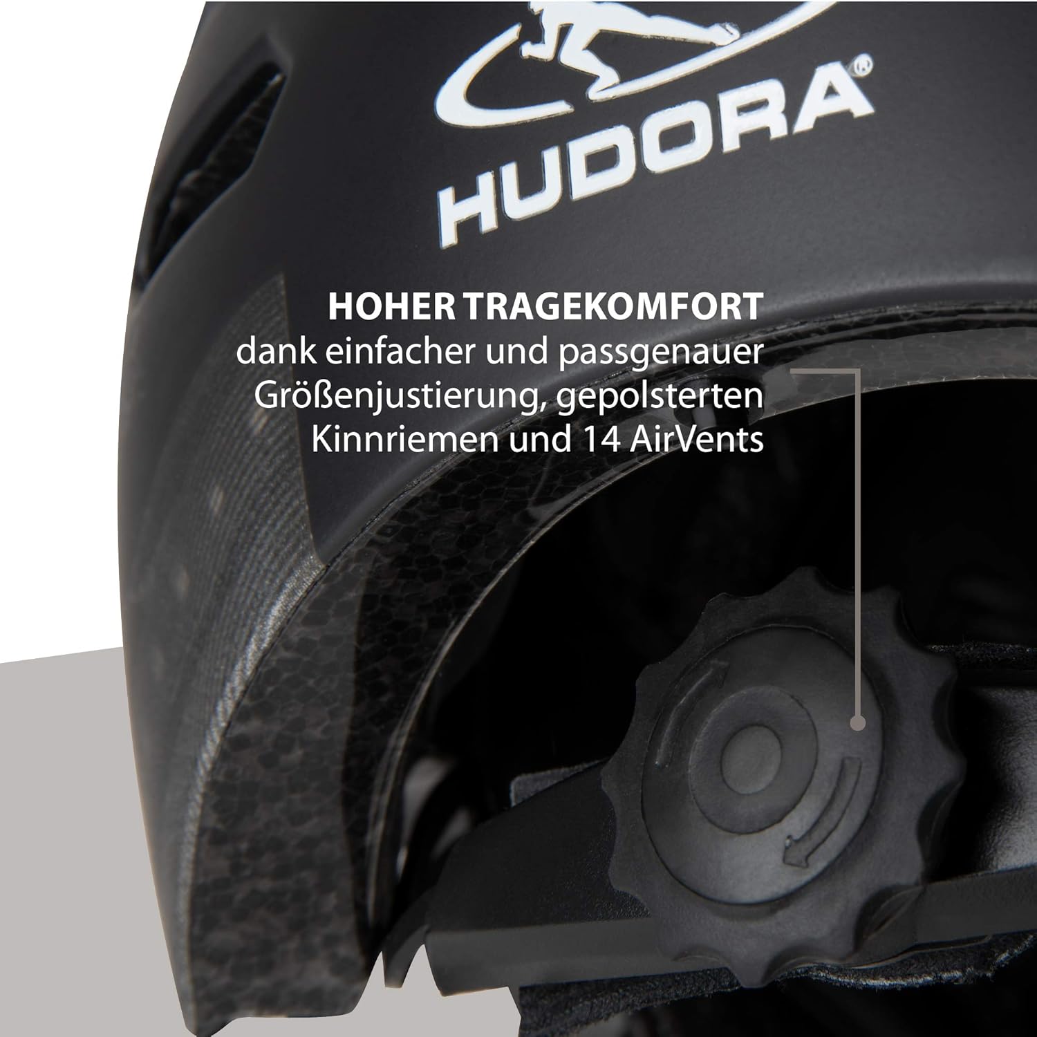 HUDORA Jeugd & volwassenen skaterhelm, mt. M | LED-licht helm | fietshelm met autoknipperlicht & precies passende maataanpassing, zwart, M (55-58 cm