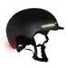 Hudora, casco da skater, per ragazzi e adulti, taglia S, con luce a LED, casco da bicicletta con luce lampeggiante per auto e regolazione su misura, nero, S (53-55 cm