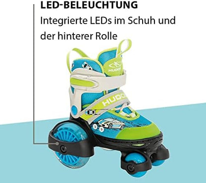 HUDORA My First Quad LED girl/boy in diverse misure - pattini a rotelle di pregio con LED - pattini a rotelle comodi regolabili su 4 misure - pattini di stile per bambini/e fino a 20kg