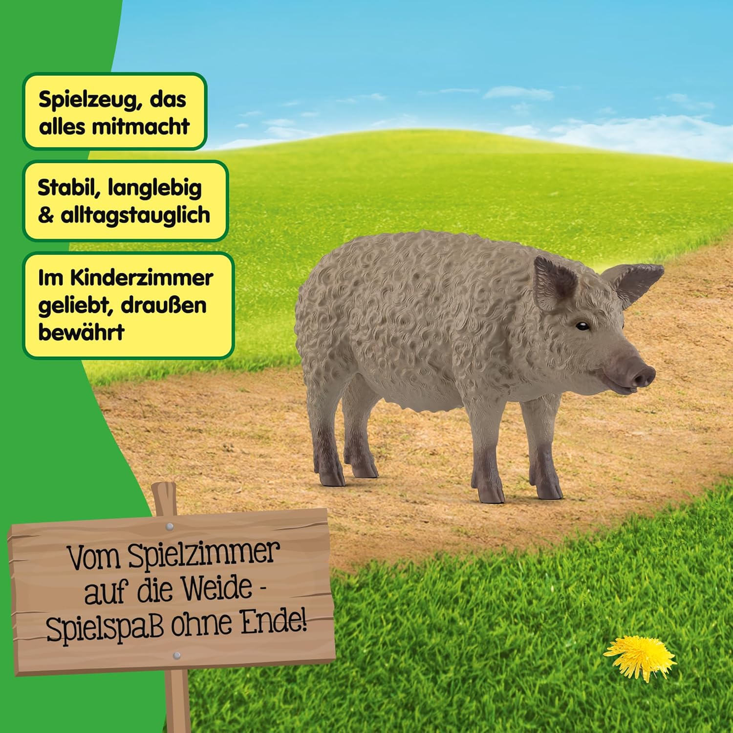schleich 14892 Wollschwein, ab 3 Jahren, Farm World - Spielfigur, 3 x 10 x 6 cm