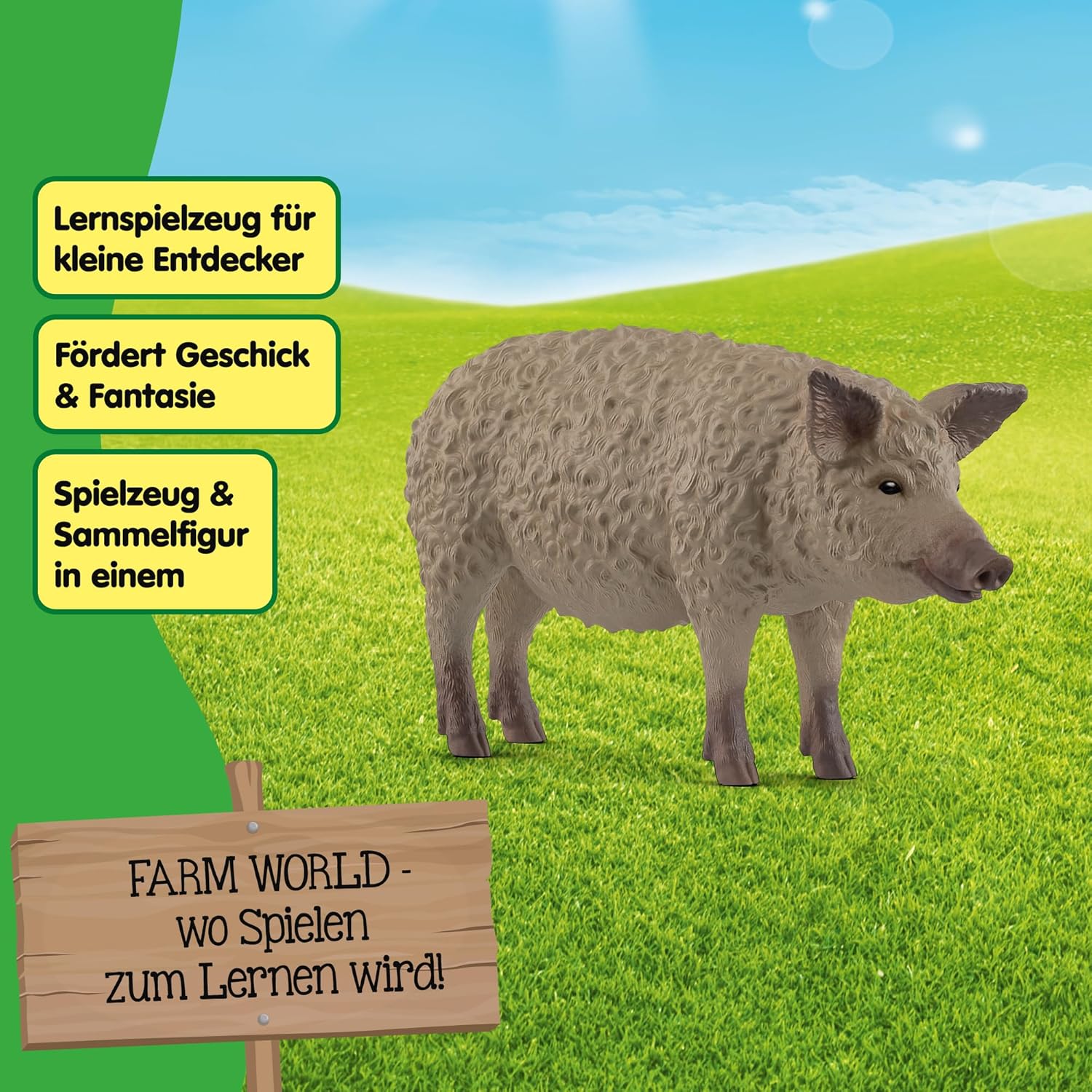 schleich 14892 Wollschwein, ab 3 Jahren, Farm World - Spielfigur, 3 x 10 x 6 cm