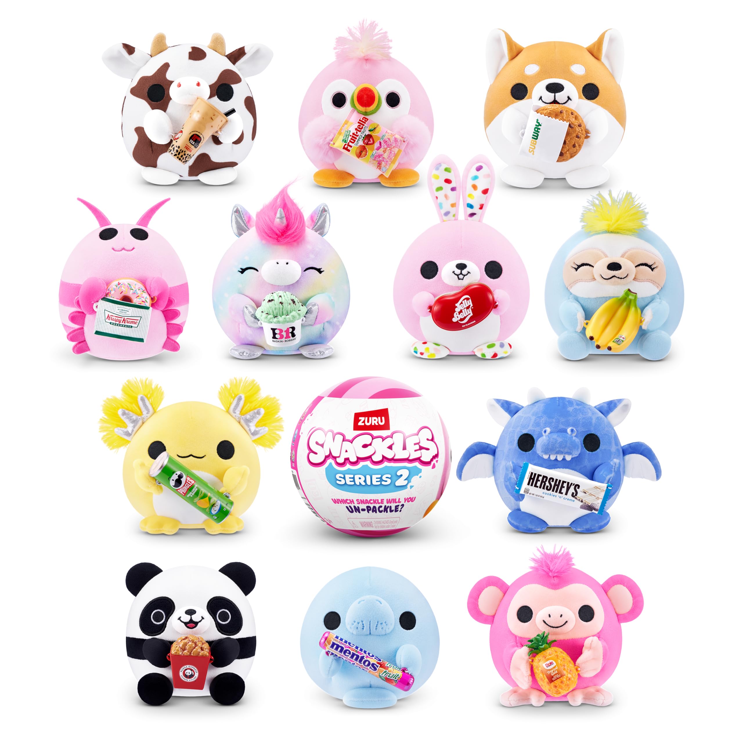 Snackles serie 2 5-inch ZURU Cuddly Squishy Comfort 5 inch pluche met gelicentieerde snack merk accessoire willekeurige selectie
