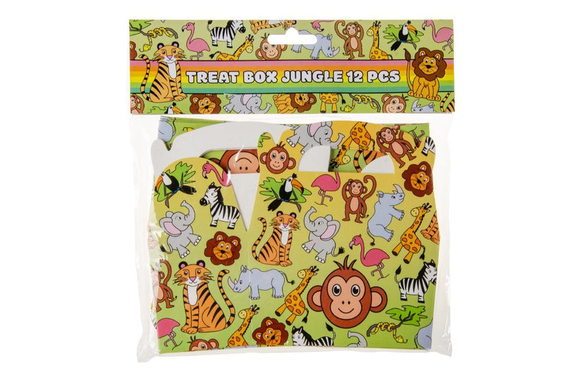 DUCKIEZ 1 pak van 12 Jungle Treatboxen. Treatbox is perfect om te vullen met speelgoed en snoep voor elk feest of evenement!