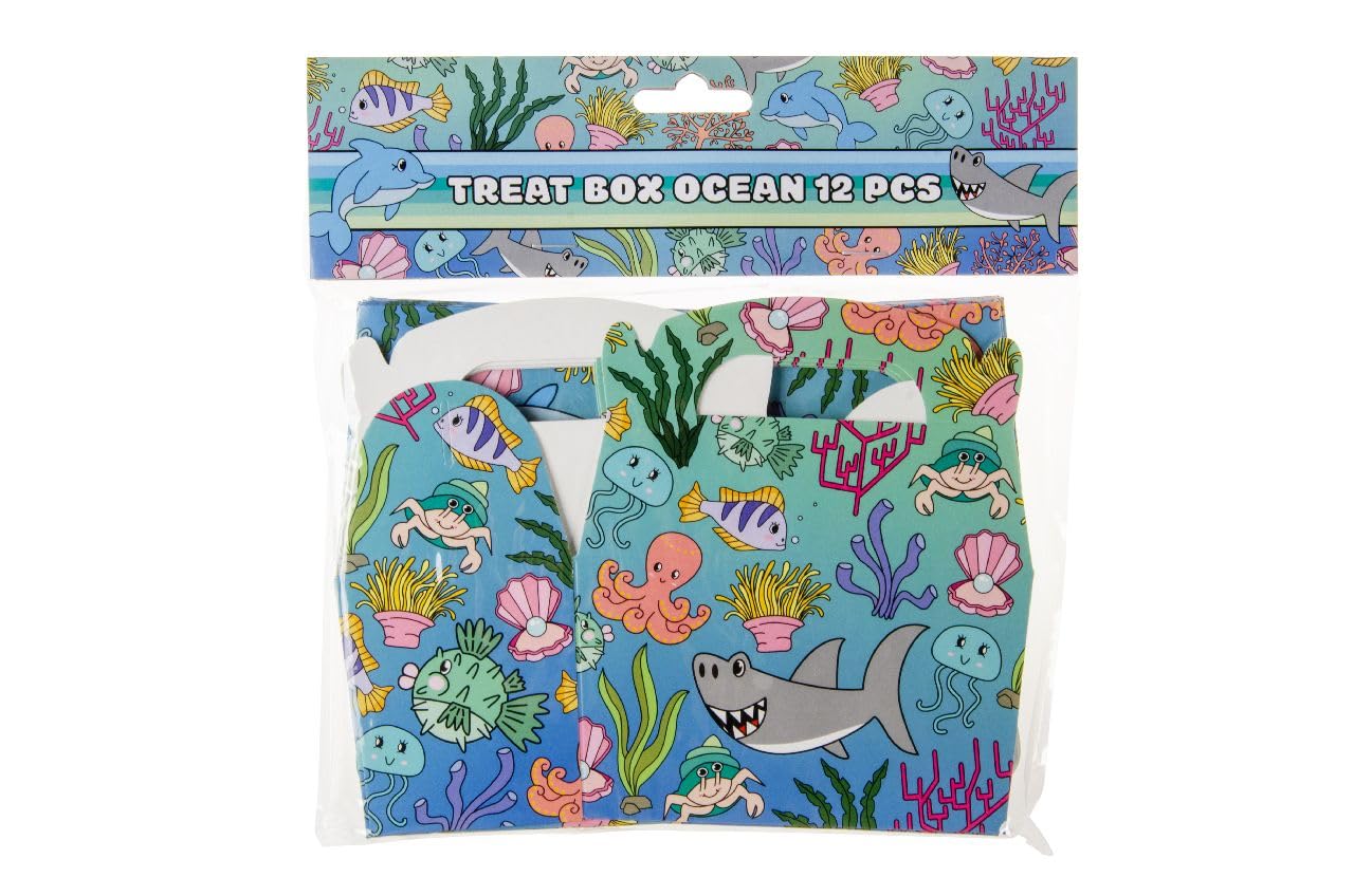 DUCKIEZ 1 pak van 12 Ocean Treatboxen. Treatbox is perfect om te vullen met speelgoed en snoep voor elk feest of evenement!