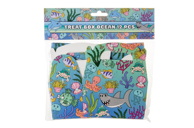 DUCKIEZ 1 pak van 12 Ocean Treatboxen. Treatbox is perfect om te vullen met speelgoed en snoep voor elk feest of evenement!