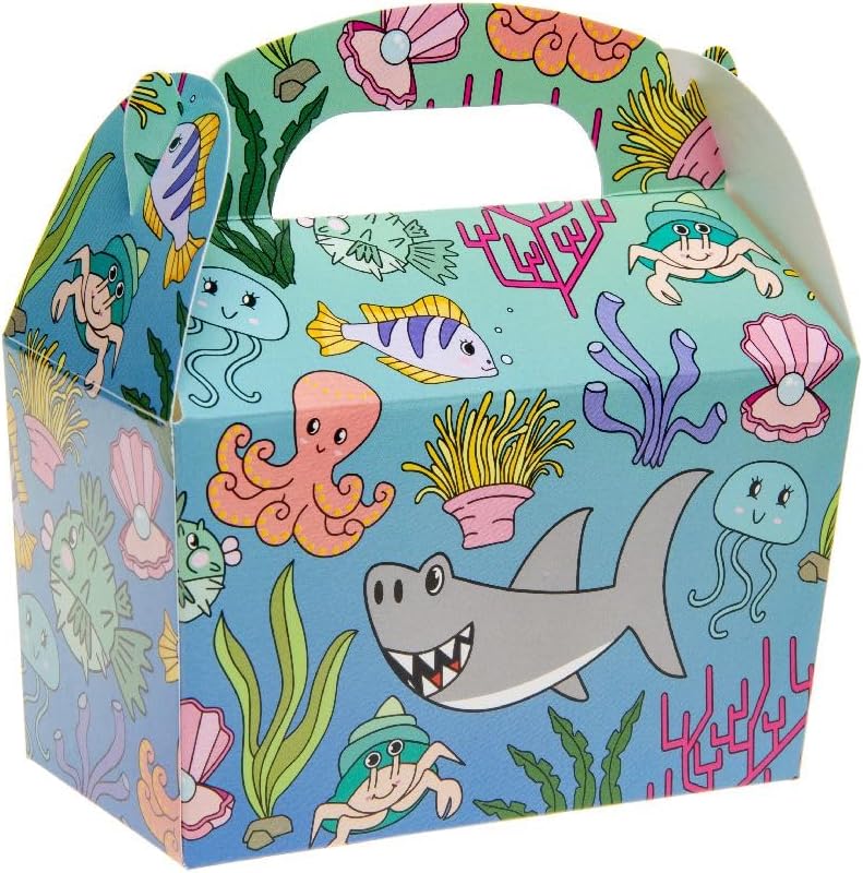 DUCKIEZ 1 pak van 12 Ocean Treatboxen. Treatbox is perfect om te vullen met speelgoed en snoep voor elk feest of evenement!