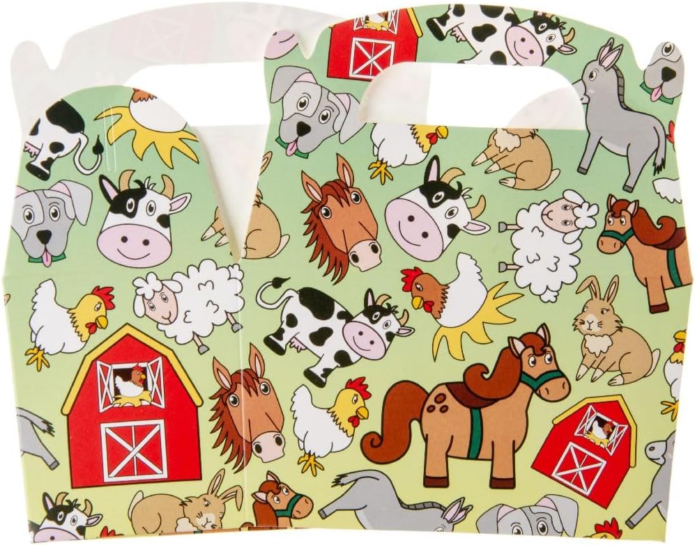 DUCKIEZ 1 pak van 12 Farm Animal Treatboxes. Treatbox is perfect voor het vullen met speelgoed en snoep voor elk feest of evenement