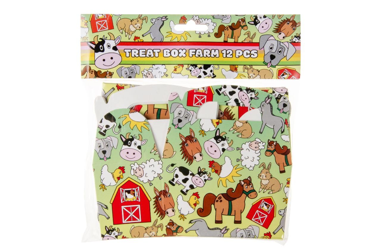 DUCKIEZ 1 pak van 12 Farm Animal Treatboxes. Treatbox is perfect voor het vullen met speelgoed en snoep voor elk feest of evenement