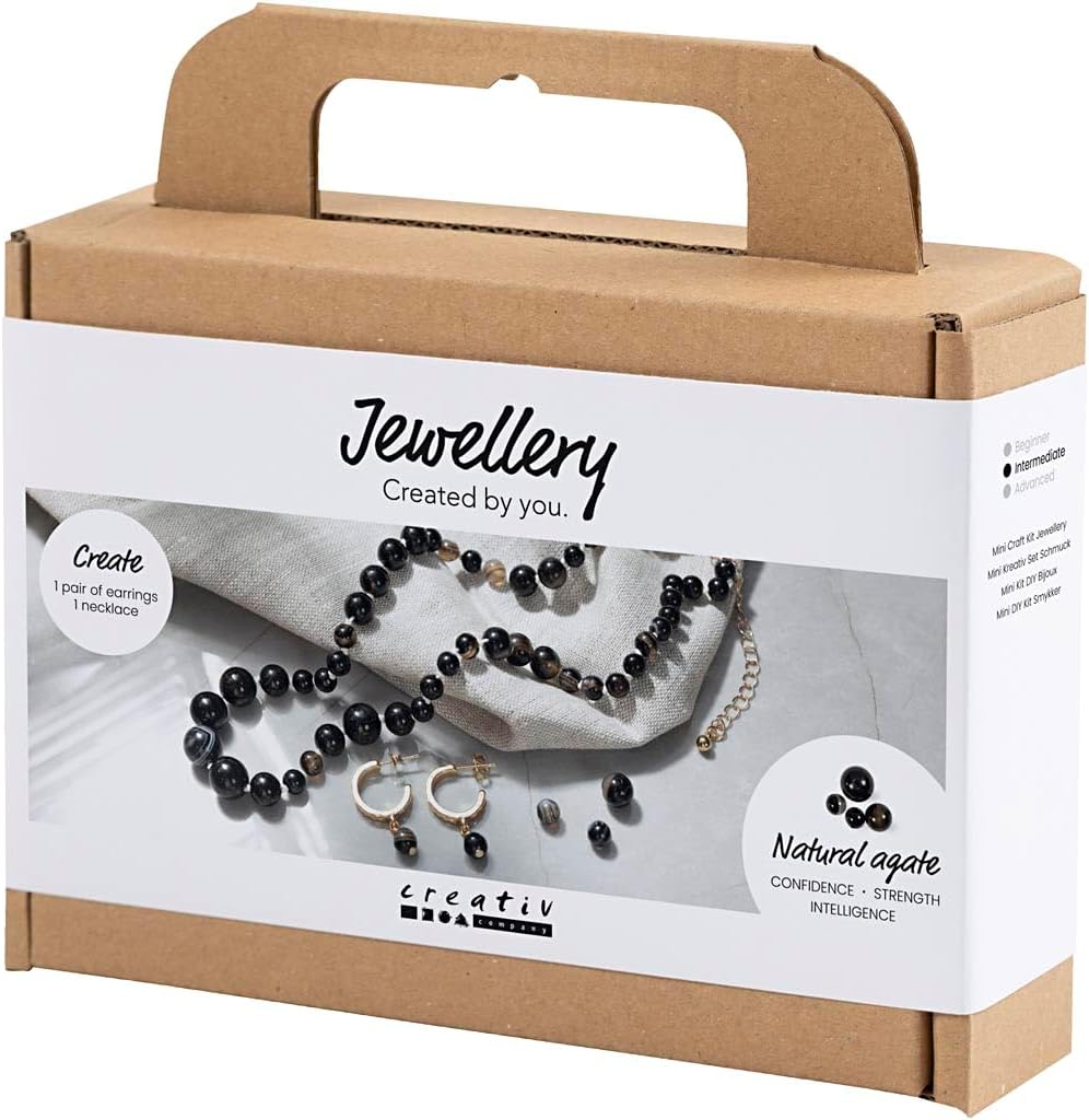 Mini Craft Kit Jewellery, Necklace and Earrings, Black, White, 1 Pack
