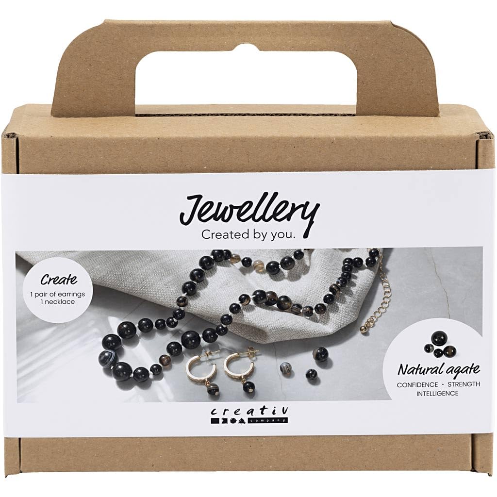 Mini Craft Kit Jewellery, Necklace and Earrings, Black, White, 1 Pack