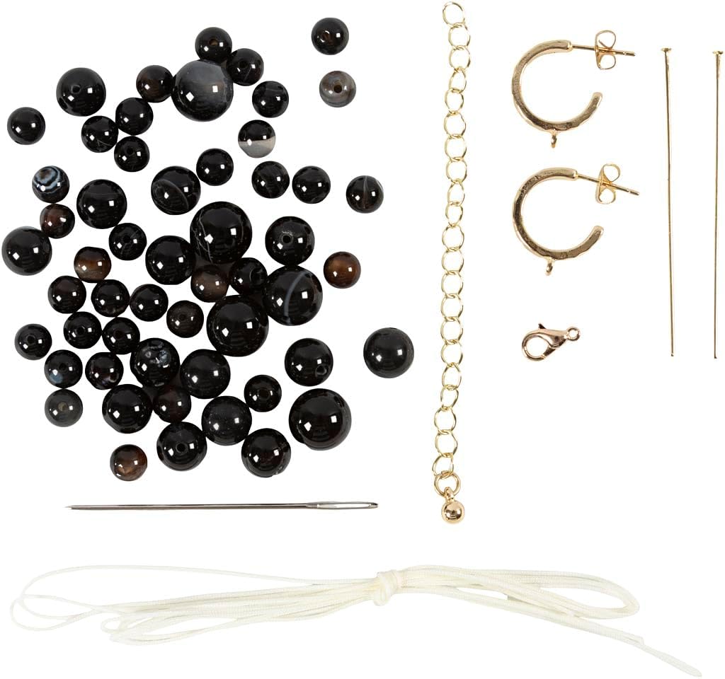 Mini Craft Kit Jewellery, Necklace and Earrings, Black, White, 1 Pack