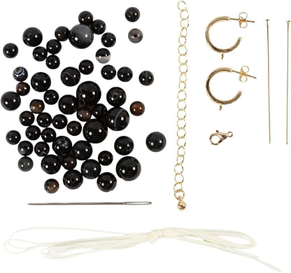 Mini Craft Kit Jewellery, Necklace and Earrings, Black, White, 1 Pack