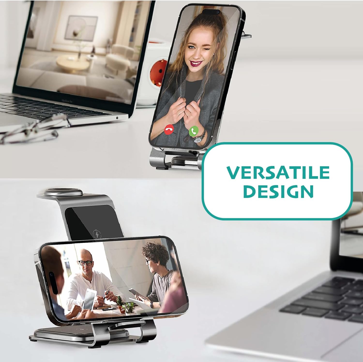 OVERMUST - Caricatore Wireless 3 in 1 | Ricarica Magnetica per iPhone, Samsung, AirPods, Apple Watch | Design Compatto 130x72x99mm | Superficie Antiscivolo | Ventilazione Efficiente