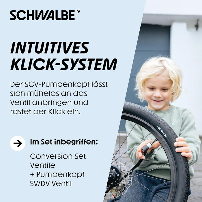 Schwalbe Clik Valve - Kit di conversione SV-SCV (Valves with Pump Head