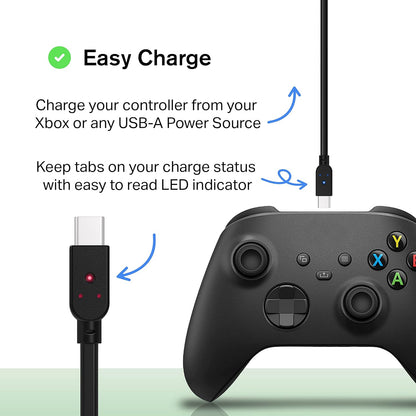 Nyko | Xbox Series X Charge Link-kabel - Xbox Series X-voedingsaccessoires USB-C compatibel 8 ft. lange, knoopvrije kabel met klittenband opbergomslag