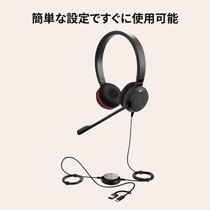 Jabra Evolve 30 II, Unified Communications Certified Stereo Corded Headset with Call Control Unit, Noise-cancelling microphone, LED indicators, excellent sound quality - USB-C/A, Black