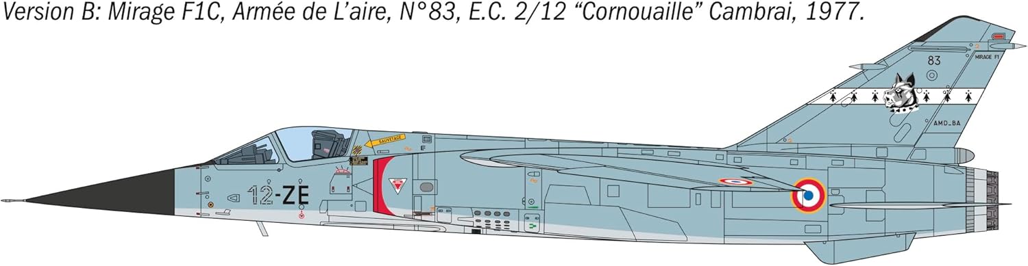 Italeri Mirage F.1 2839 1:48 - Kit per modellismo, modellismo da pavimento, artigianato, hobby, incollaggio, kit di costruzione in plastica, dettagliato, grigio