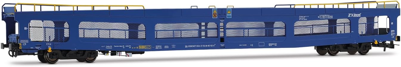 Rivarossi HR4383 ZXBENET, DDm 916 car transporter, with protective lateral grills, blue livery, ep. VI Passenger Coaches