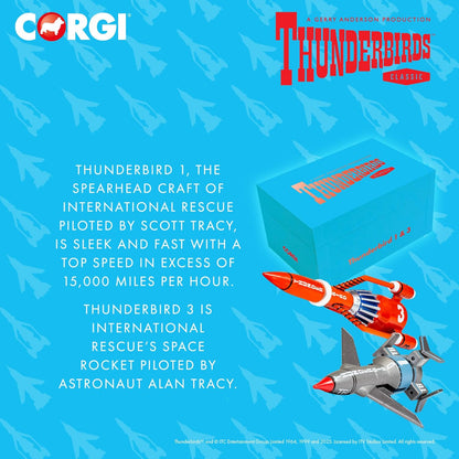 Corgi Diecast Model Cars - CC00902 Thunderbirds F.A.B. Collection Thunderbird 1 and 3 - Classic Aircraft Collectible for Men & Women - Die Cast Vehicle Models for Boys & Thunderbirds Enthusiasts