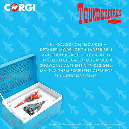 Corgi Diecast Model Cars - CC00902 Thunderbirds F.A.B. Collection Thunderbird 1 and 3 - Classic Aircraft Collectible for Men & Women - Die Cast Vehicle Models for Boys & Thunderbirds Enthusiasts