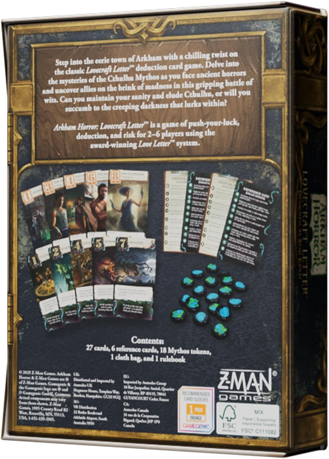 Z-Man Games | Arkham Horror: Lovecraft Letter | Card Game | Ages 14+ | 2-6 Players | 20+ Minutes Playing Time