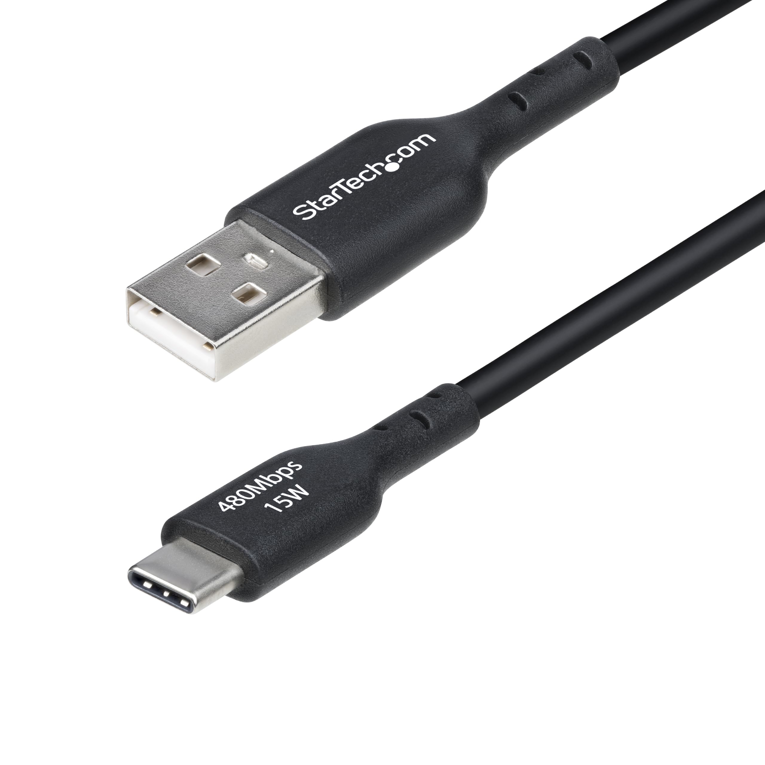 StarTech.com Câble de Charge USB-A vers USB-C de 2m, Charge et Synchronisation, 3A, USB 2.0, Gaine TPE - Cordon de Charge USB
