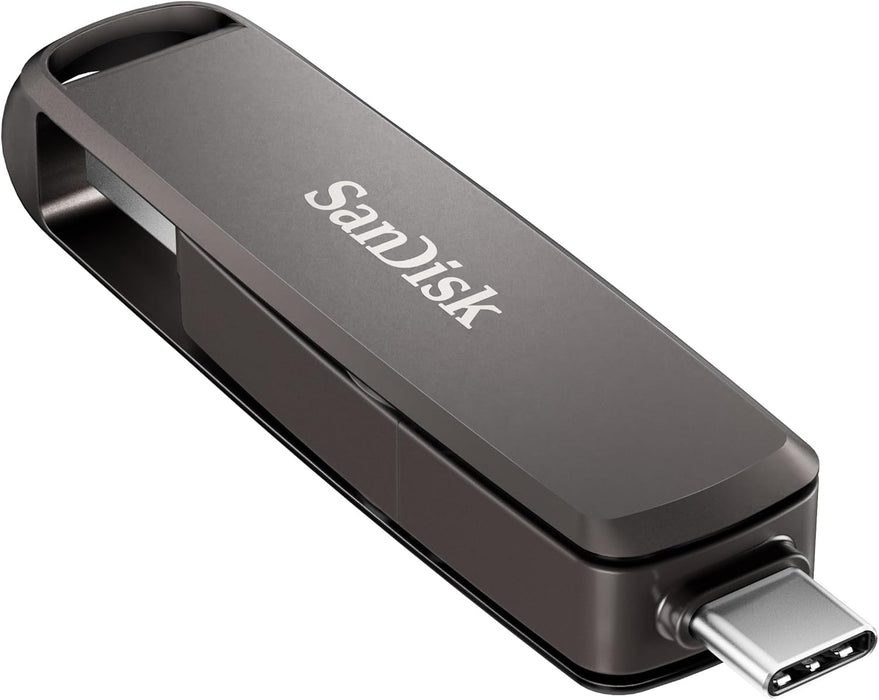 SanDisk Extreme PRO DUAL Drive 512GB, USB Type-A and USB Type-C, High Performance Flash Drive, read speeds up to 1000 MB/s, Data Encryption, Automatic backup, file management, Metal Design, Black