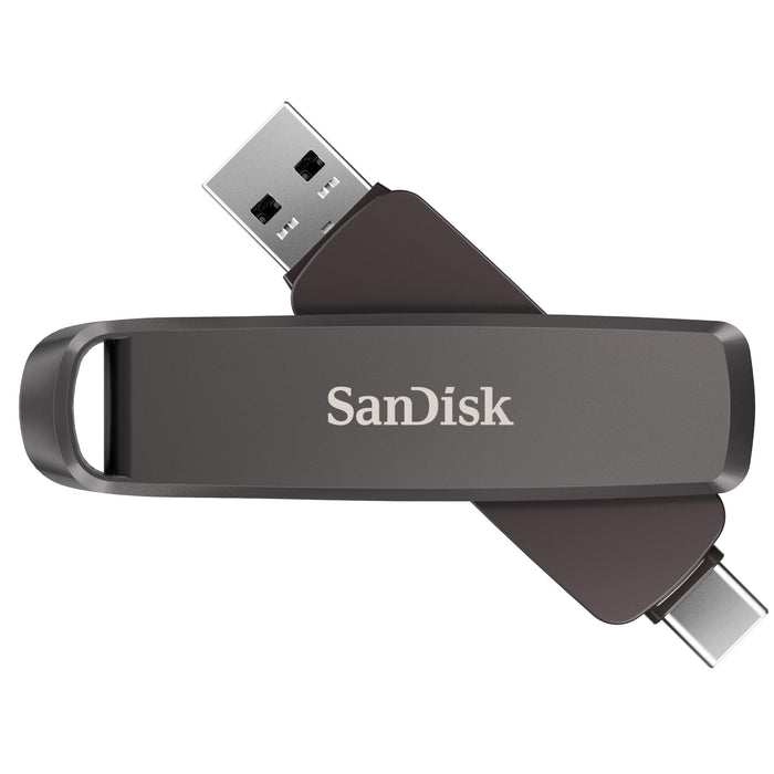 SanDisk Extreme PRO DUAL Drive 512GB, USB Type-A and USB Type-C, High Performance Flash Drive, read speeds up to 1000 MB/s, Data Encryption, Automatic backup, file management, Metal Design, Black