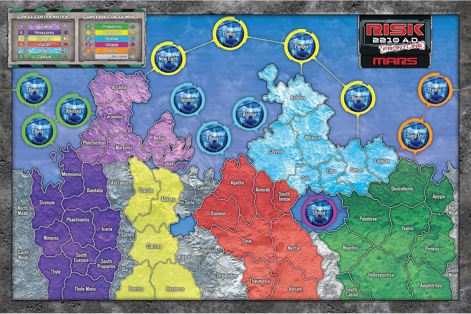 Renegade Games: Risk 2210 A.D. Frontline Expansion - Take The Battle to Mars, Tournament Modules, Asymmetric Factions, Ages 10+, 2-5 Players, 4 Hrs
